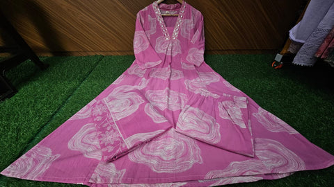 NEW LAUNCHING printed cotton anarkali kurti with plazo and mulmul duptta