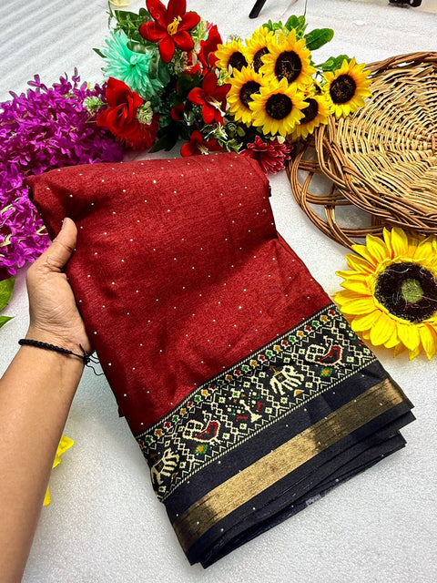 New Premium leriya with patola nd bandhani Original ekkat saree