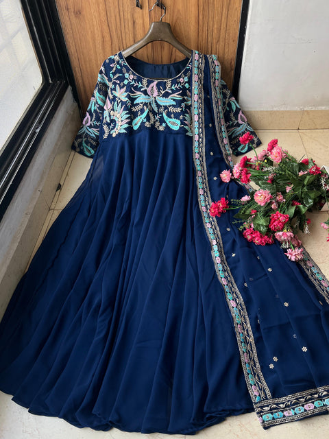 NEW  PRESENTING DESIGNER  SEQUINS EMBROIDERED ANARKALI GOWN