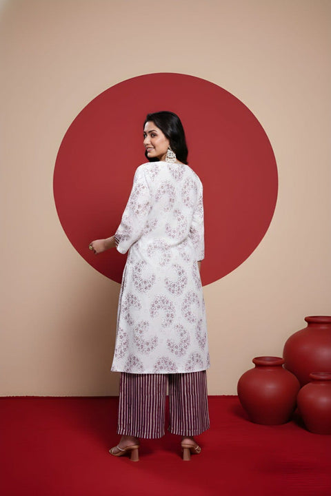 New Cotton printed a-line kurta with plazzo