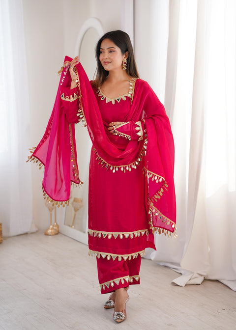 NEW Premium Real Miror Work  FENDY SILK PLAZZO with Duppata