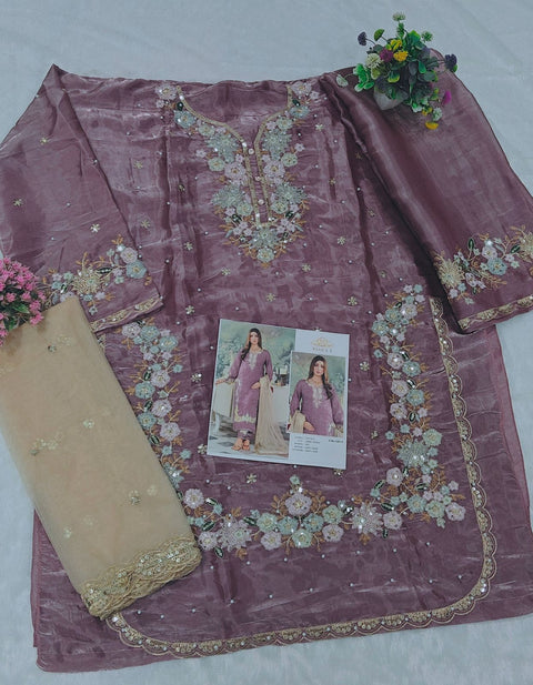 New premium Heavy Jimmy Cho with Embroidery Sequence Work With Moti Plazzo