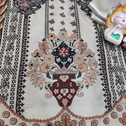 New Arrival Premium Pakistani Maslin Suit with Real Mirror Work