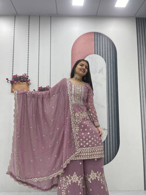 New Designer Party Wear Top Plazzo & Dupatta Set