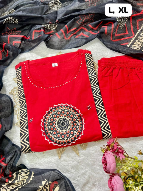 New beautiful  Heavy Cotton handwork weaving and prints Suit Set