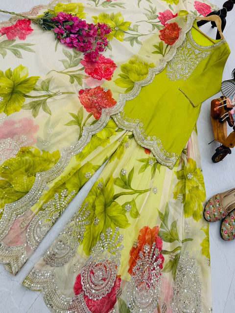 New Designer Party Top Pallazo & Dupatta Set