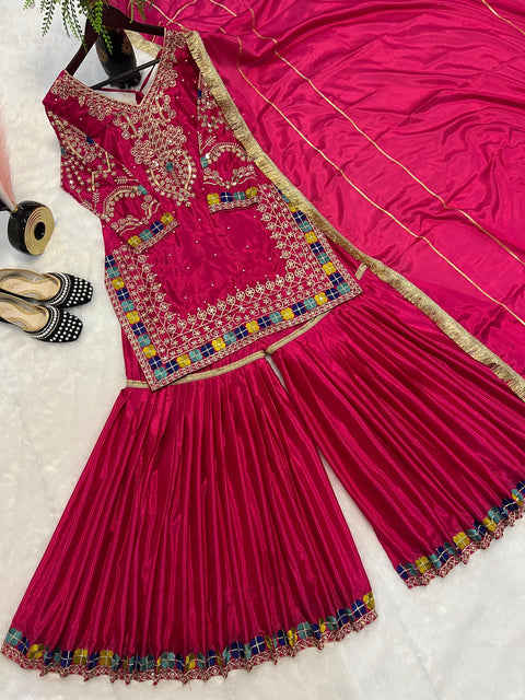 New Heavy Chinon With Heavy  Embroidery Sequence*  Work With Full Sleeve With Latkan Dori