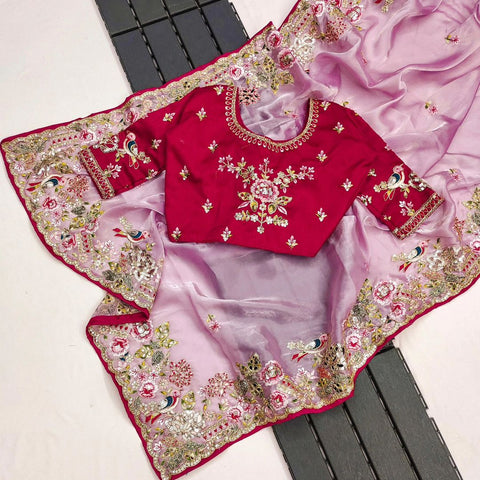 New LaunchingSoft Jimmy Chu Fabric With Multi Thread Embroidery Coding SequenceĐěsigner saree