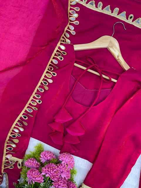 NEW Premium Real Miror Work  FENDY SILK PLAZZO with Duppata