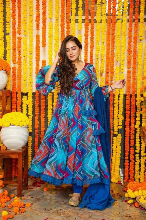New Attractive Party Wear chiffon with printed Gown