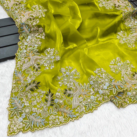 NEW ZIMMY CHU DESIGNER HEAVY EMBRODERY WORK SAREE