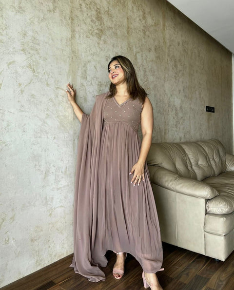 NEW Launching  Designer Party Wear Heavy Faux Georgette Dress
