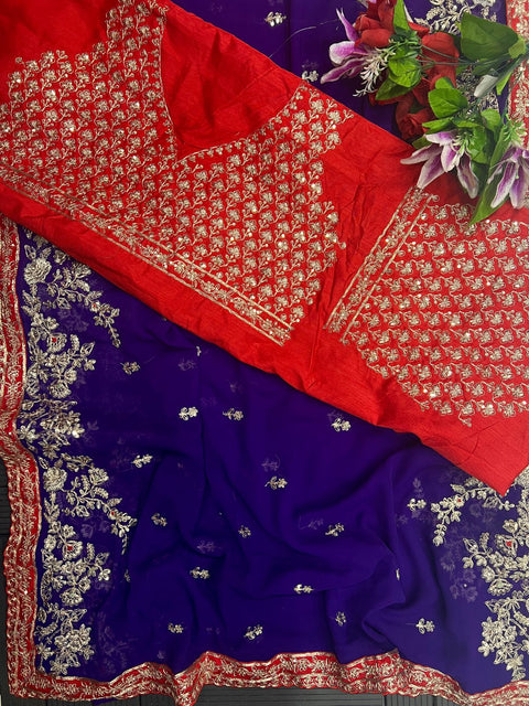 New Heavy Sequence & Coading Lace Border in Saree Work