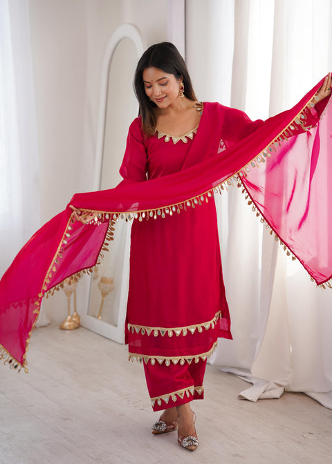 NEW Premium Real Miror Work  FENDY SILK PLAZZO with Duppata