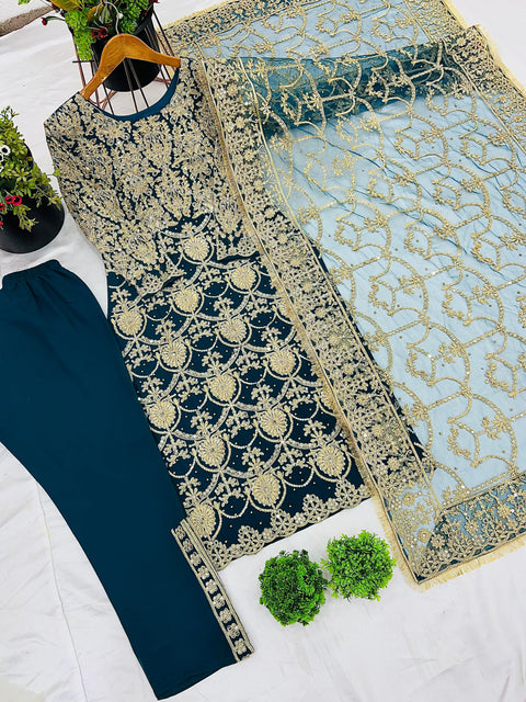 New Designer Party Wear Look Top-Plazzo and Dupatta