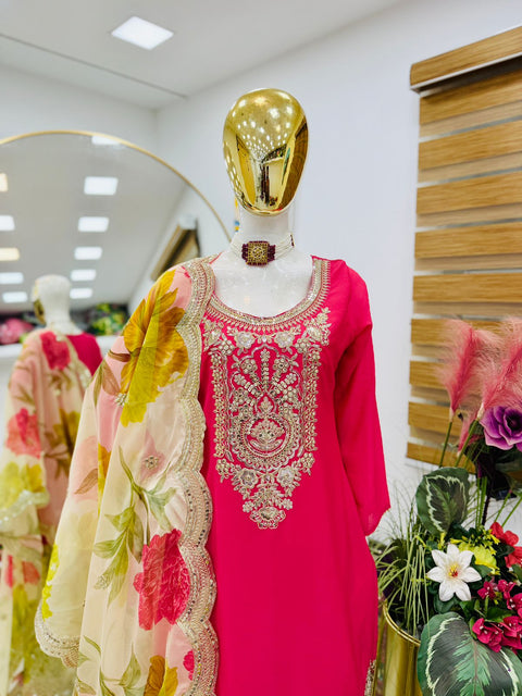 New Designer Party Top Pallazo & Dupatta Set