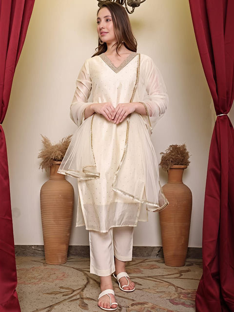 New Beautiful CHANDERI SILKSILK BLEND kurti