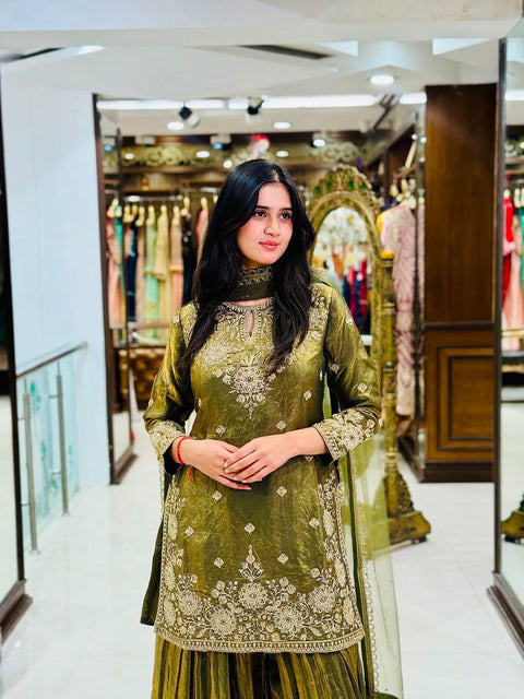 New Fully Stitched Ready To Wear TOP&PLAZZO&DUPTTA Set