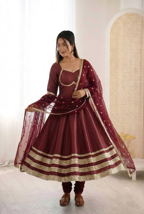 New Premium Heavy Lace Work Designer Anarkali Three Piece Set