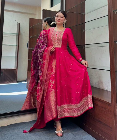 NEW Arrival Anarkali Flared Kurti Pant Dupatta Set