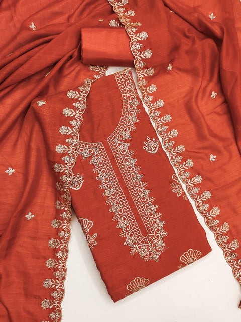 New BEST QUALITY VICHITRA SILK EMBRUDERY WORK Dress