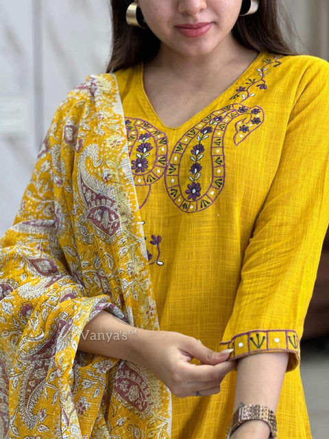 New Handloom cotton slub cotton  fabric  with  manual dual thread  embroidery work 
Cotton slub pant 3 piece  suit