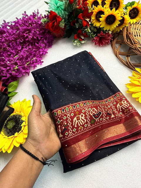 New Premium leriya with patola nd bandhani Original ekkat saree