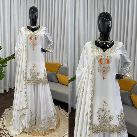 New Crafted in Classy Tones with Premium Fabric & Detailing Elegant Ethnic Wear Designer Sharara Set