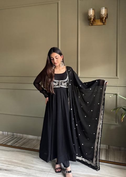 New Premium HEAVY PURE FOX GEORGETTE FABRIC Gown
