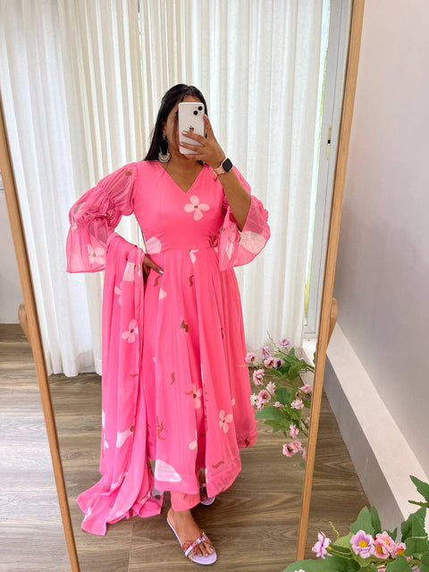 New special party Wedding  Look Fox Gerorrget  Gown With Dupatta