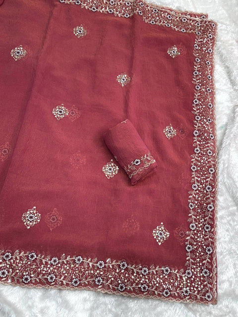 New pure, radiance with this breathtaking designer saree