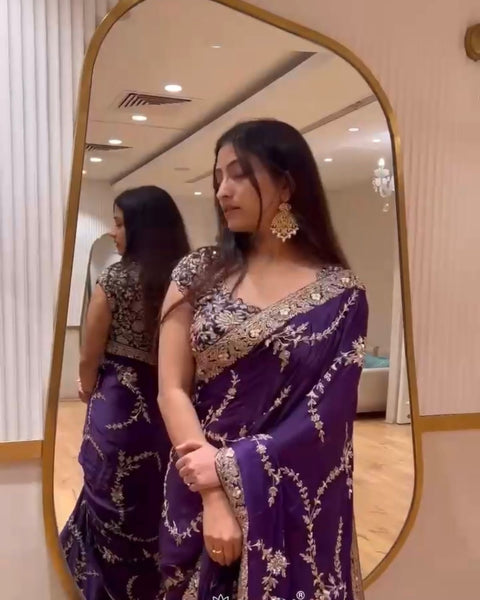 NEW DESIGNER HEAVY EMBRODERY WORK SAREE