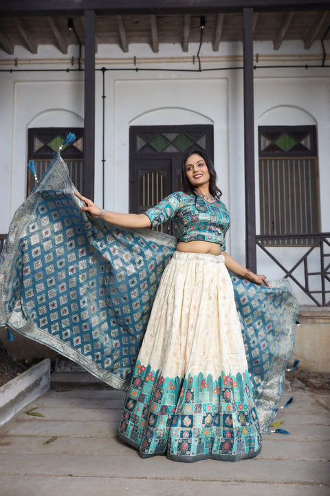 New jecard viscose viscose position print With jecard Touch Up  lehenga