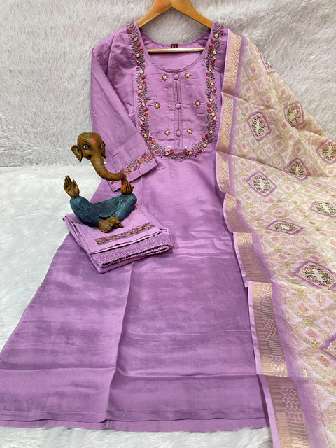 New Multi Embroidery Thread With Hand Work Kurti