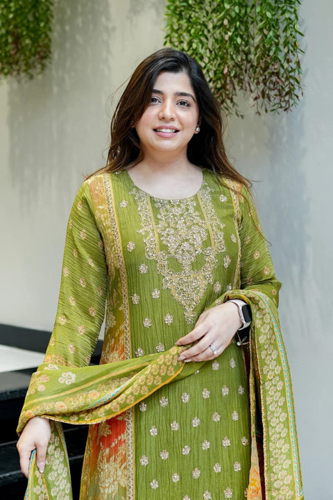 New Premium Chinon  3-piece ready-made kurti set