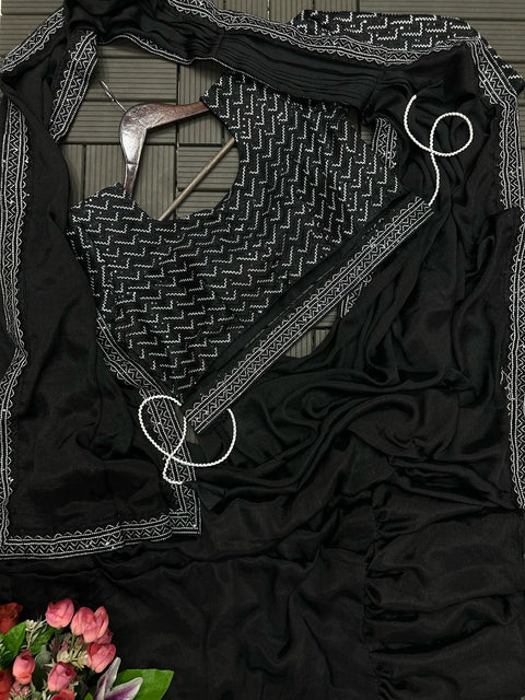 New Super Embroidery Sequence work ready to wear saree