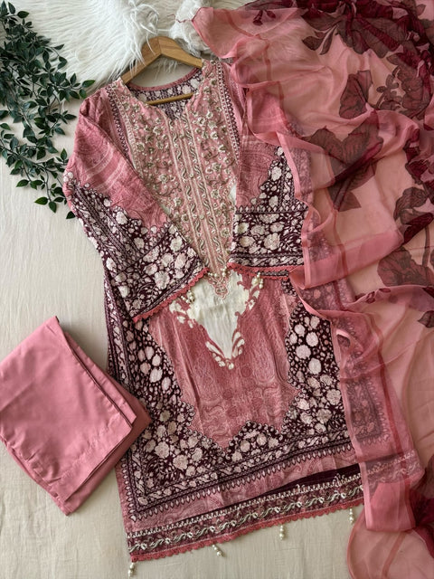 New Premium pure cotton with heavy patch work Pakistani Concept Dress
