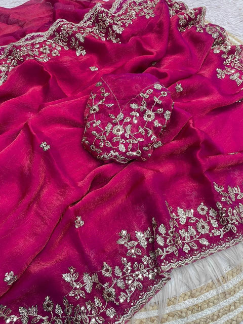 New sequence  coding embroidery work with  Sequence Butti in  Body Parts saree