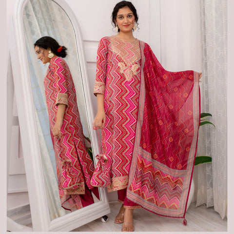 New Premium  printed kurti with pant and malmal full Dupatta