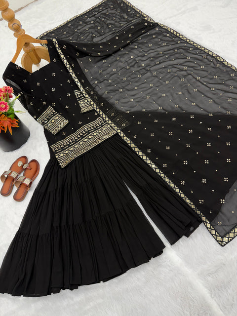 New Beautiful Pure Heavy Georgette With Embroidery Sequence Work dress