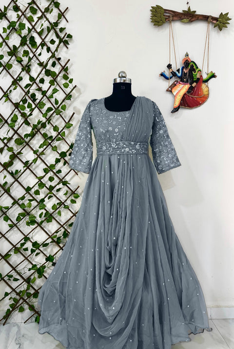 NEWLY LAUNCHED GOWN WITH ATTACHED DUPATTA & BELT