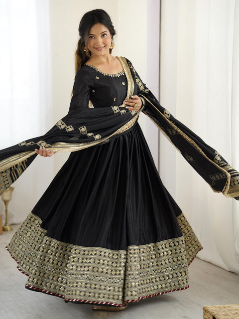 New Chinon SilkThred with Sequnce work Gown