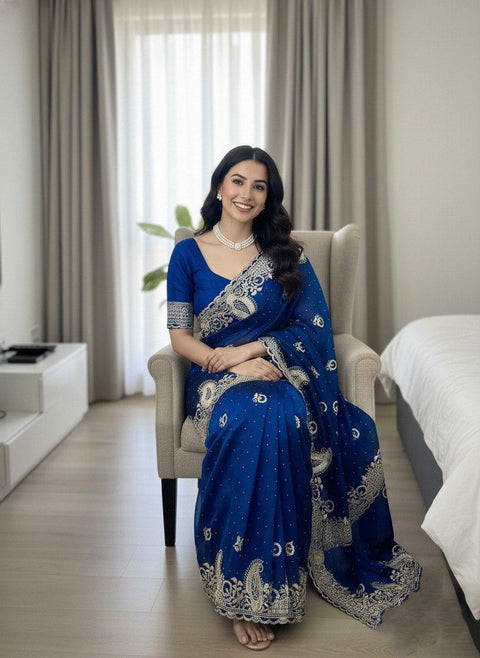 New Launch Party Wear Soft  Fendy Satin silk Saree