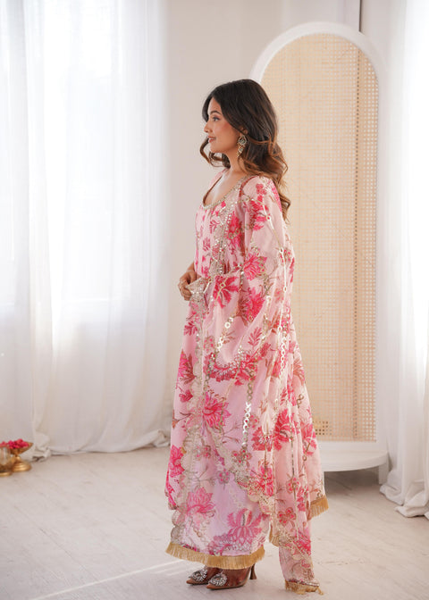 NEW FLORAL PRINT STRAIGHT KALI CUT ANARKALI SUIT