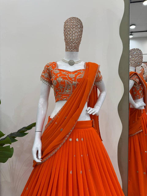 New Lunch Hevay Boutiq Collection Foux Gorgette Lehengha Saree