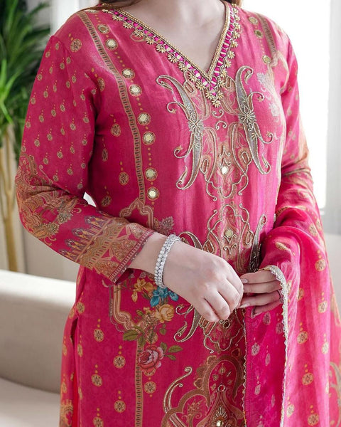 New launching Multicoloured  print with  work and Dupatta