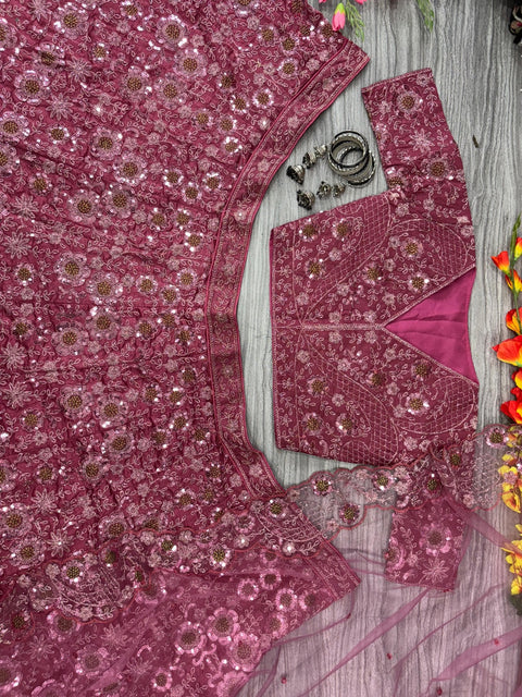 New Premium Chinon Silk Embellished With Heavy Thread Embroidery ,Glitter Dori And Heavy Sequins Work Lehenga