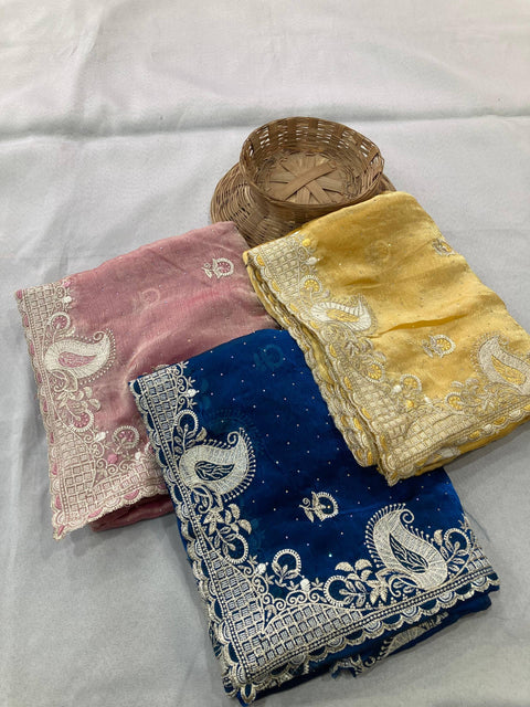 New Launch Party Wear Soft  Fendy Satin silk Saree
