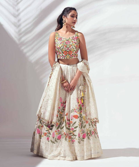 New BRIDAL WEAR HEAVY FUAX GEORGETTE CHINE SEQUENCE WORK LEHENGAS CHOLI