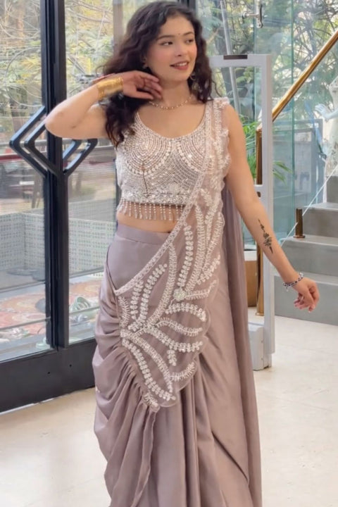 New Super Trending Embroidery Sequence work ready to wear saree